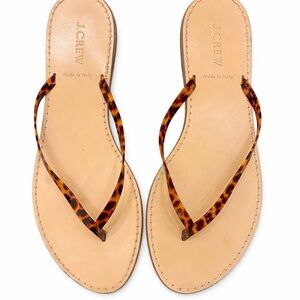 J.Crew Made in Italy Tortoiseshell Thong Sandals Size 10 Leather Flip Flops